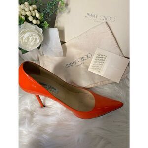Jimmy Choo “Abel”Patent Leather Pumps-in Tangerine. Original Packaging Included